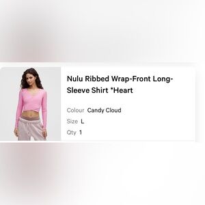 lululemon athletica Pink Ribbed Wrap-Front Long-Sleeve Shirt